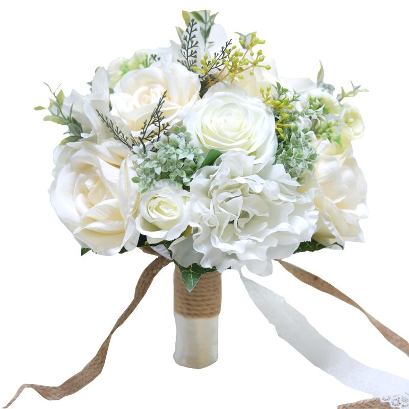 De gama alta de seda de flores Ramos de la boda ramo de novia artificial  broche de Rose la boda del novio de la mano Ramo