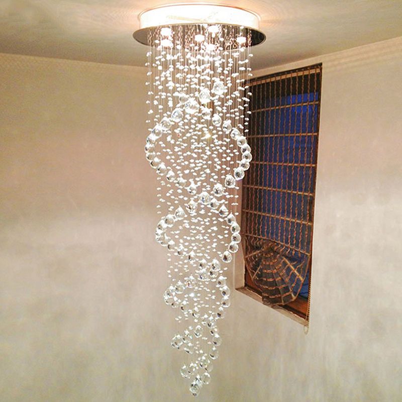 compre lamparas de cristal luces colgantes accesorios de cubierta colgante espiral decoracion de la lampara de techo del led para el hotel salon