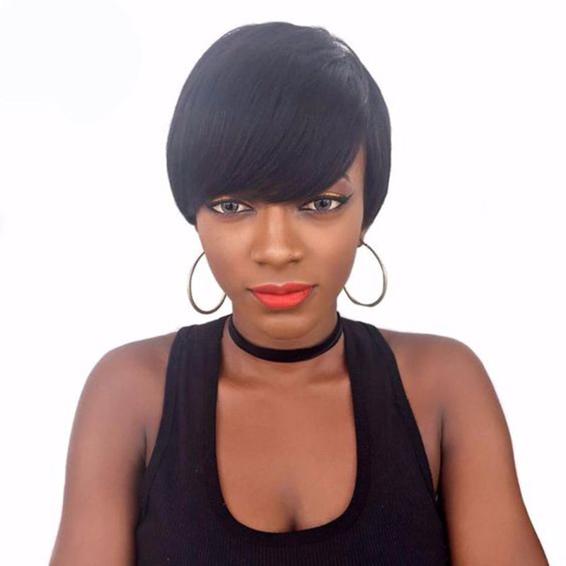 Short Pixie Wigs For Black Women Human Hair Peruvian Glueless Bob