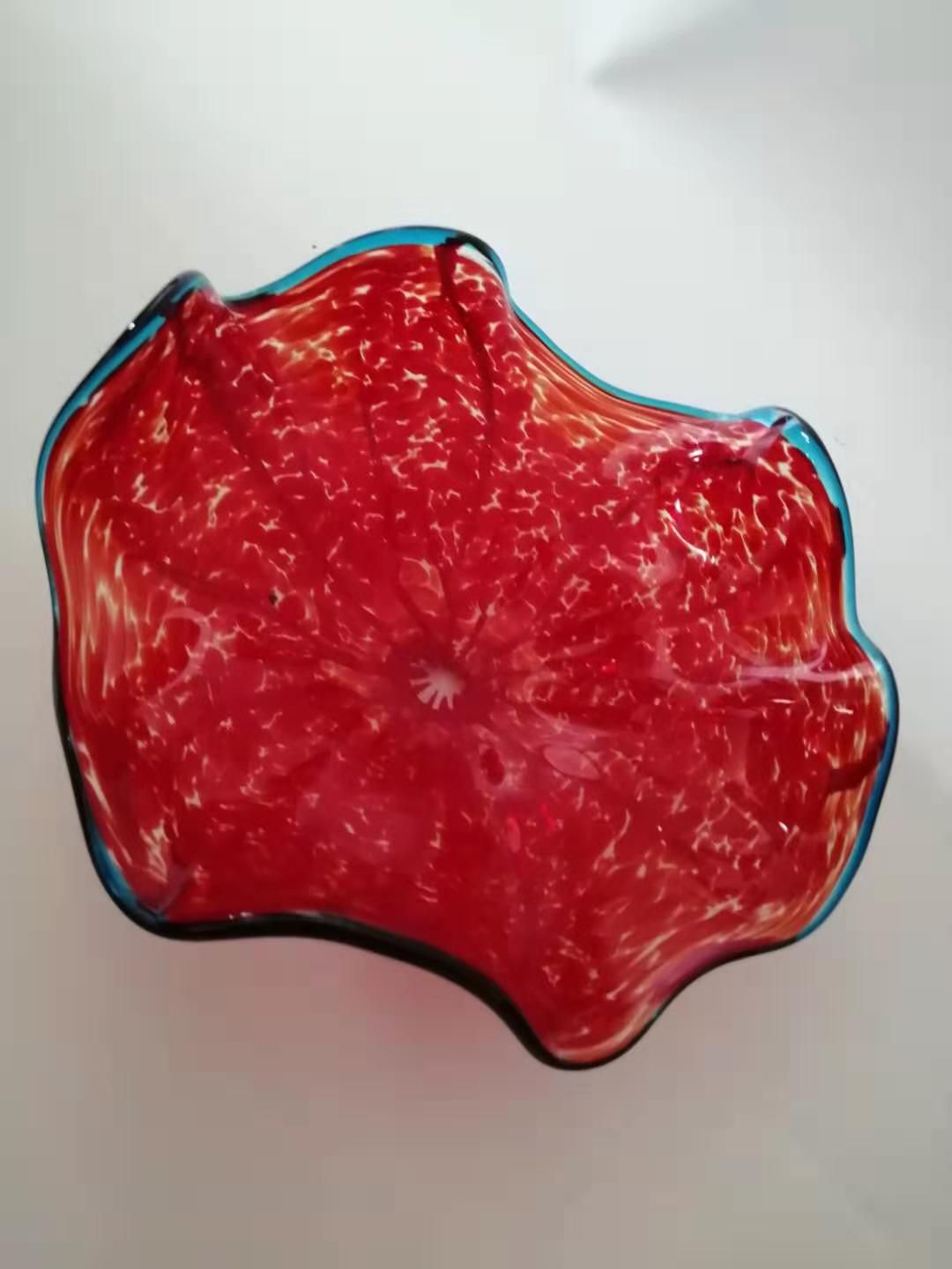 2020 Pure Color Art Hand Blown Glass Plates For Hotel Italian Style