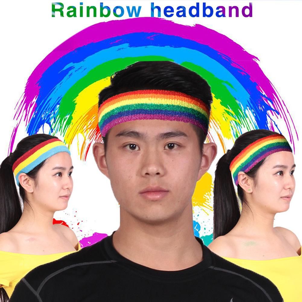 2019 Rainbow Headband Hair Band Cotton Towel Fabric Sweat