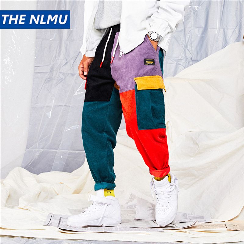 color block joggers mens