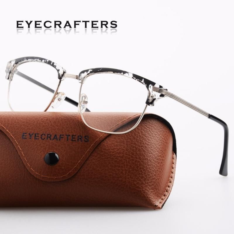 Compra Marco Floral De La Moda Retro Para Mujer Mitad Gafas Sin Montura  Óptica Del Medio Capítulo Para Hombre De La Lente Clara Marcos De Las Lentes  Gafas Barato | Entrega Rápida