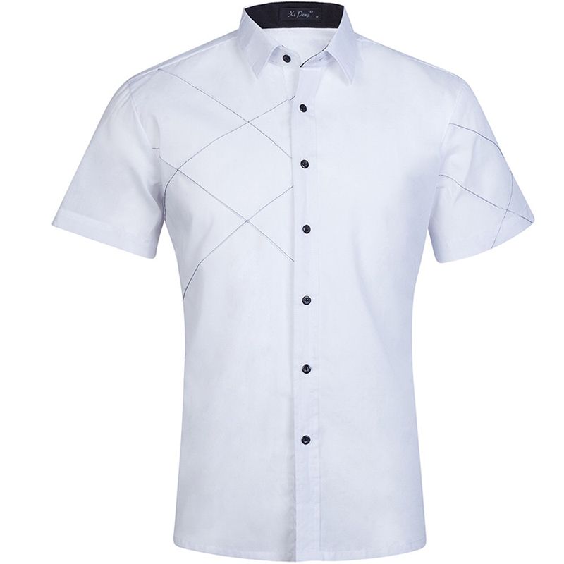 Summer White Dress Shirt Men Slim Fit ...