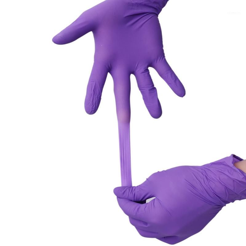 purple latex gloves