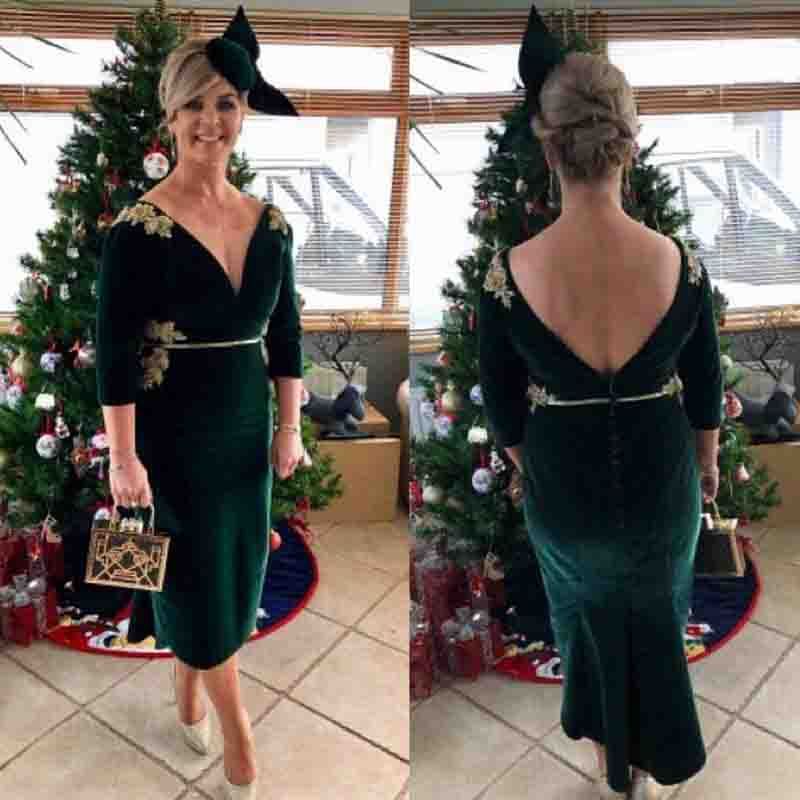 green velvet mother of the bride dress