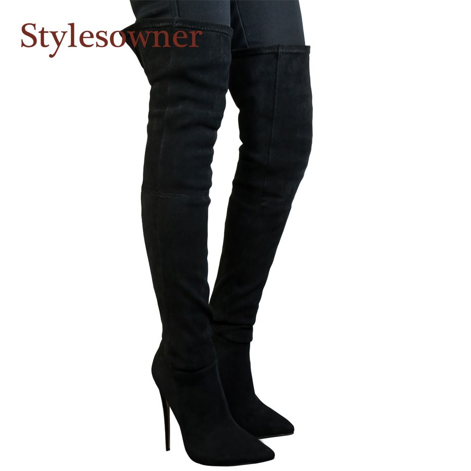 botas largas negras con tacon