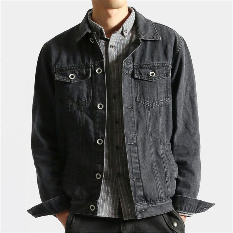 full sleeve solid men's denim jacket