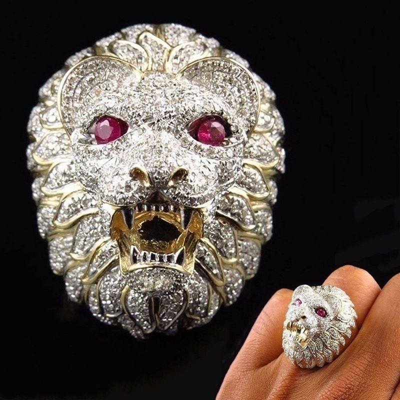 Iced out hotsell lion ring