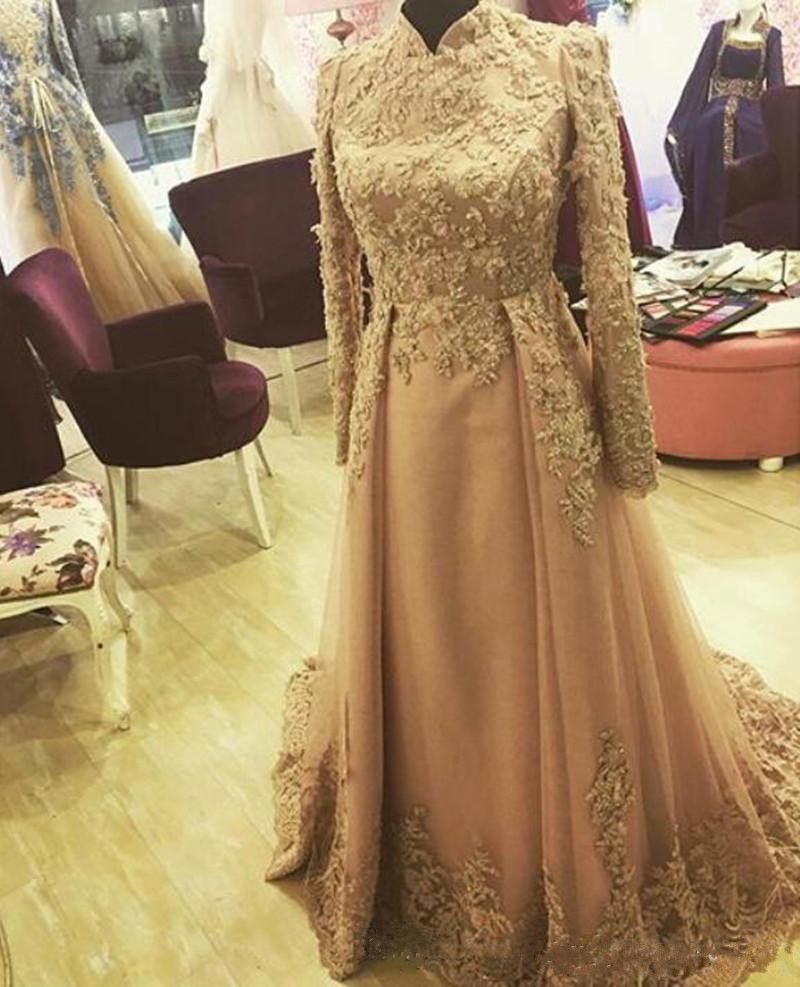 long sleeve a line evening gowns