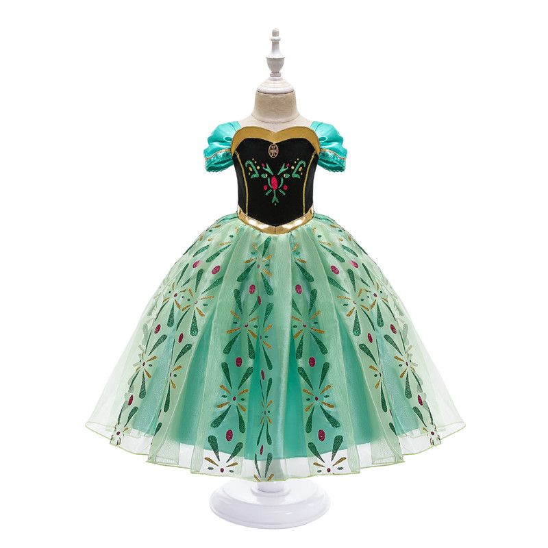 Princesa vestido para niña nevada reina 2 manga corta copo de nieve caplay cosplay disfraces de Princesa vestido para niña nevada reina 2 manga corta copo de nieve caplay cosplay disfraces de