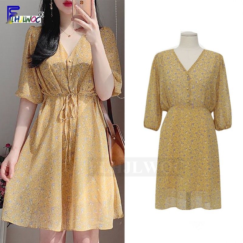 yellow summer mini dress