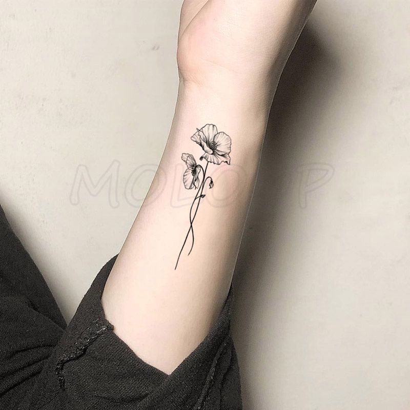 Temporary Tattoos Waterproof Tattoo Stickers Black Somnus Flower Plant Small Size Tatto Flash Tatoo Fake For Man Kid Girl Women Temporary Tattoos Waterproof Tattoo Stickers Black Somnus Flower Plant Small Size Tatto Flash Tatoo Fake For Man Kid Girl Women