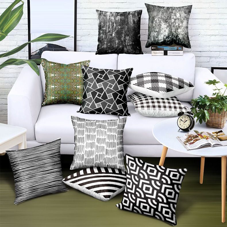 Linen Pillow Case Modern Simple Printed Sofa Car Seat Home Decor Cushion Cover
