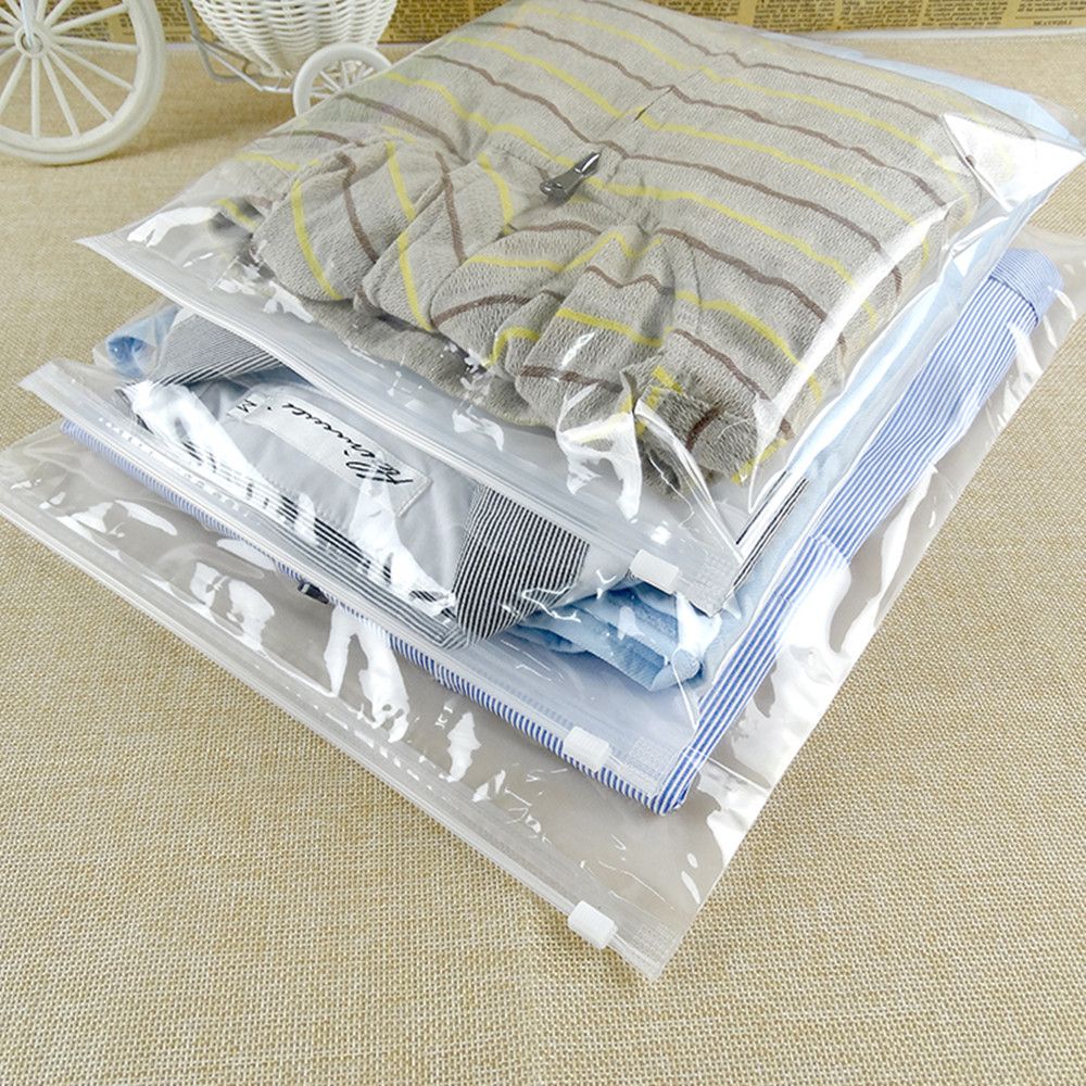 Matte Clear Plastic Zipper Grip Seal Clothes Storage Bag Translucent
