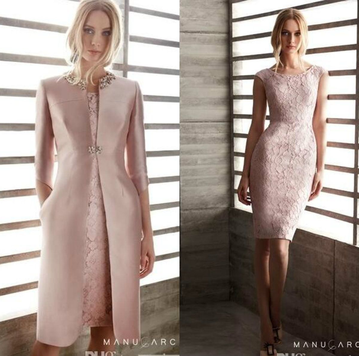 Compra Madre Rosa De La Novia Vestidos Con Chaqueta Encaje Joya Cuello  Longitud De La Rodilla Manga Larga Vestidos Elegantes De La Madre Boda  Vestido De Invitado Cóctel Barato | Entrega Rápida