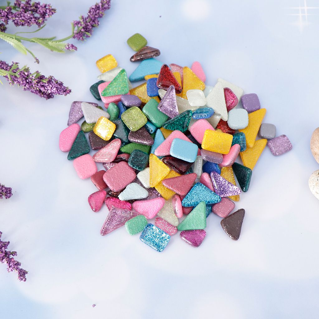 Mixed Glitter Glass Mosaic Tiles 2cm Art Craft Supplies