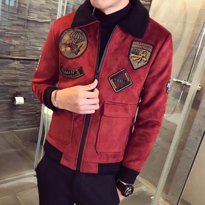 red pilot jacket