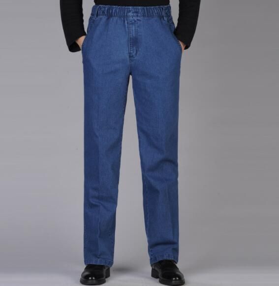 Compra Recta Altura De La Cintura De Los Pantalones Vaqueros Para Hombre  Más El Tamaño De Pantalones De Mezclilla Largos Hommes Casual Blue Jeans  Color Sólido Suaves Pantalones Largos Barato | Entrega