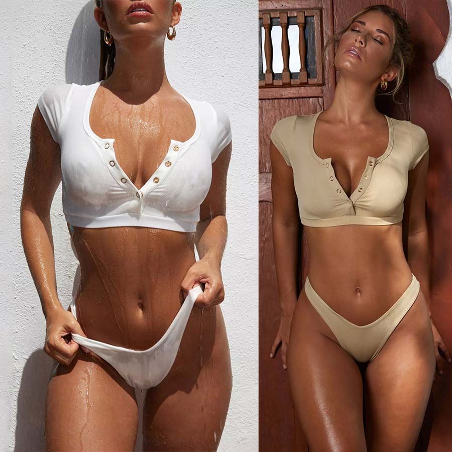 push up thong bikini set