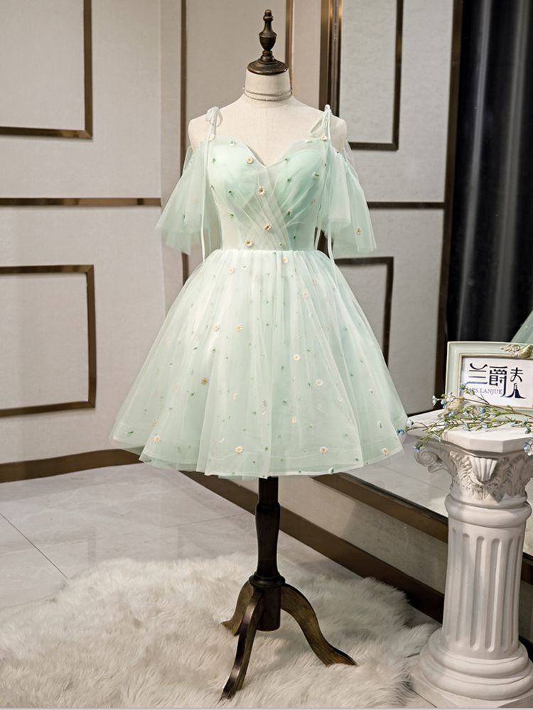 100%real Light Green Flower Embroidery 