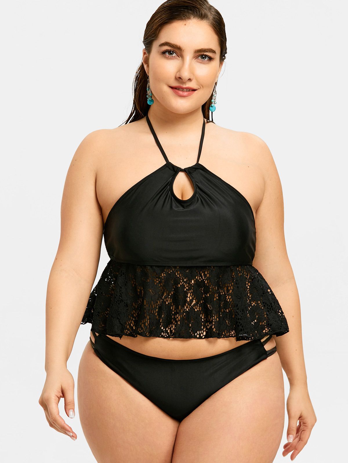 plus size black bathing suit top