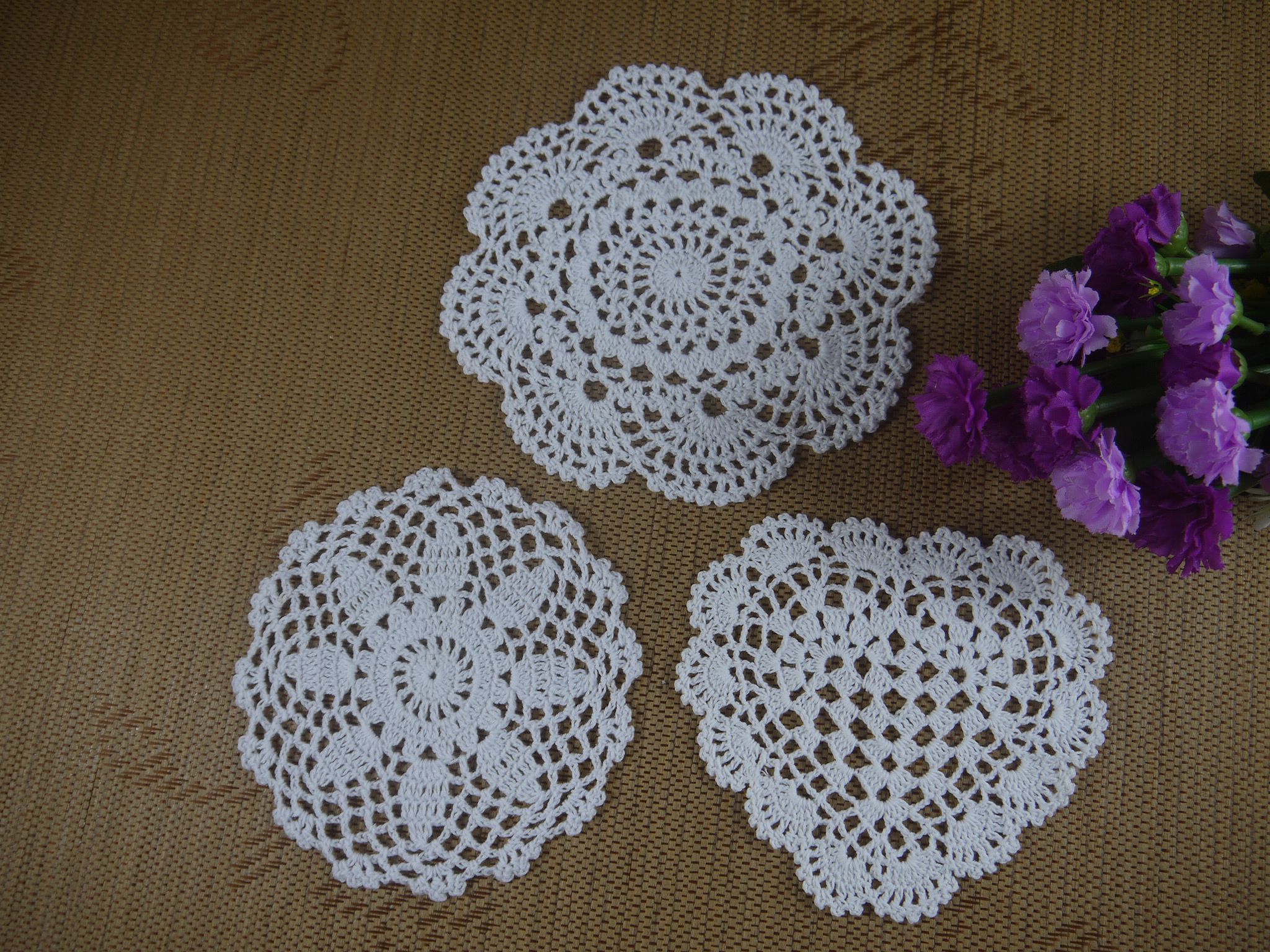 Acheter 3 Conception Napperons Au Crochet A La Main En Forme De