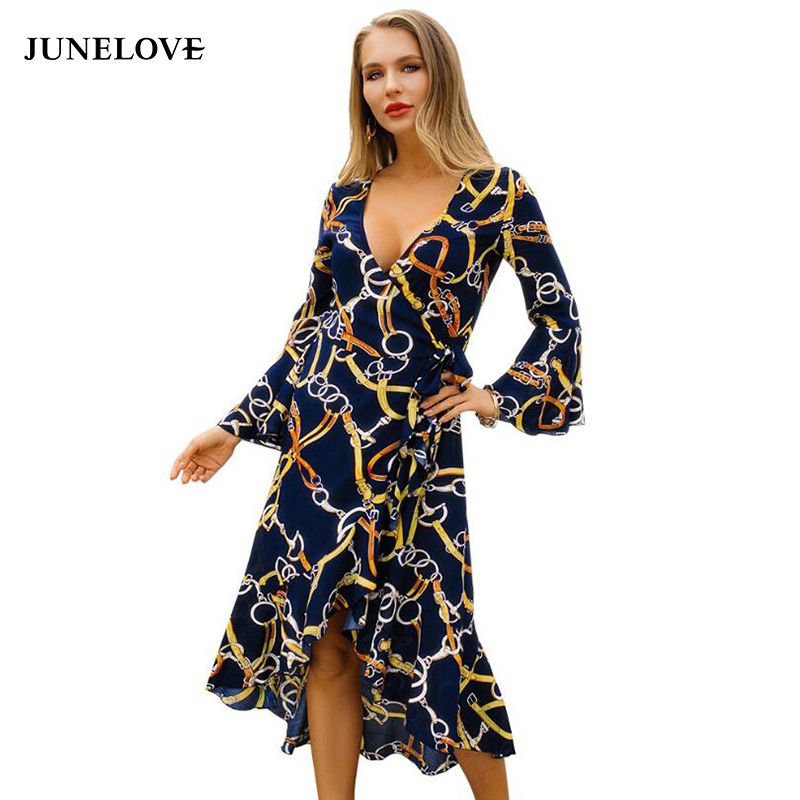 chain wrap dress