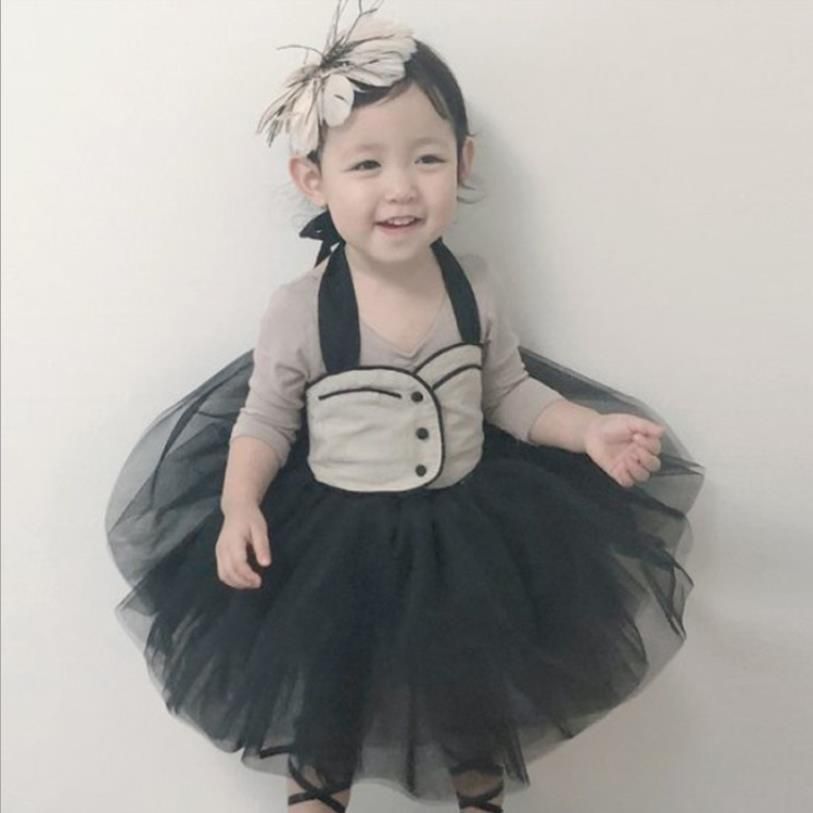 UK Kids Girls Baby Cotton Bow Tutu Dresses Stripe Long Sleeve Party Lace Dress
