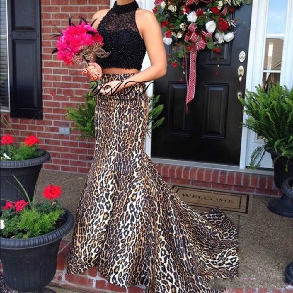 leopard prom dress