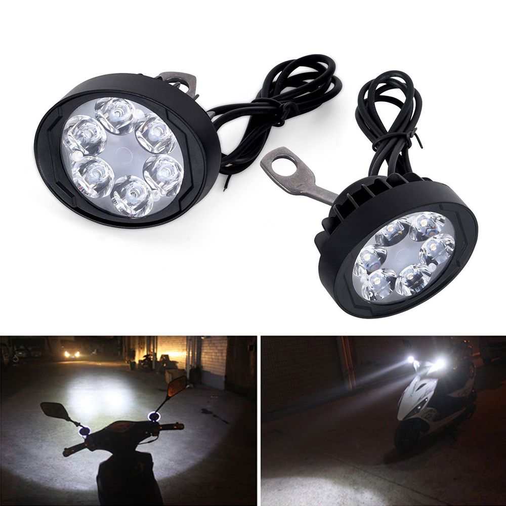 Motorcycle Headlight Spot Fog Lights 4 LED Front Head Lamp 12V Bar End Pair