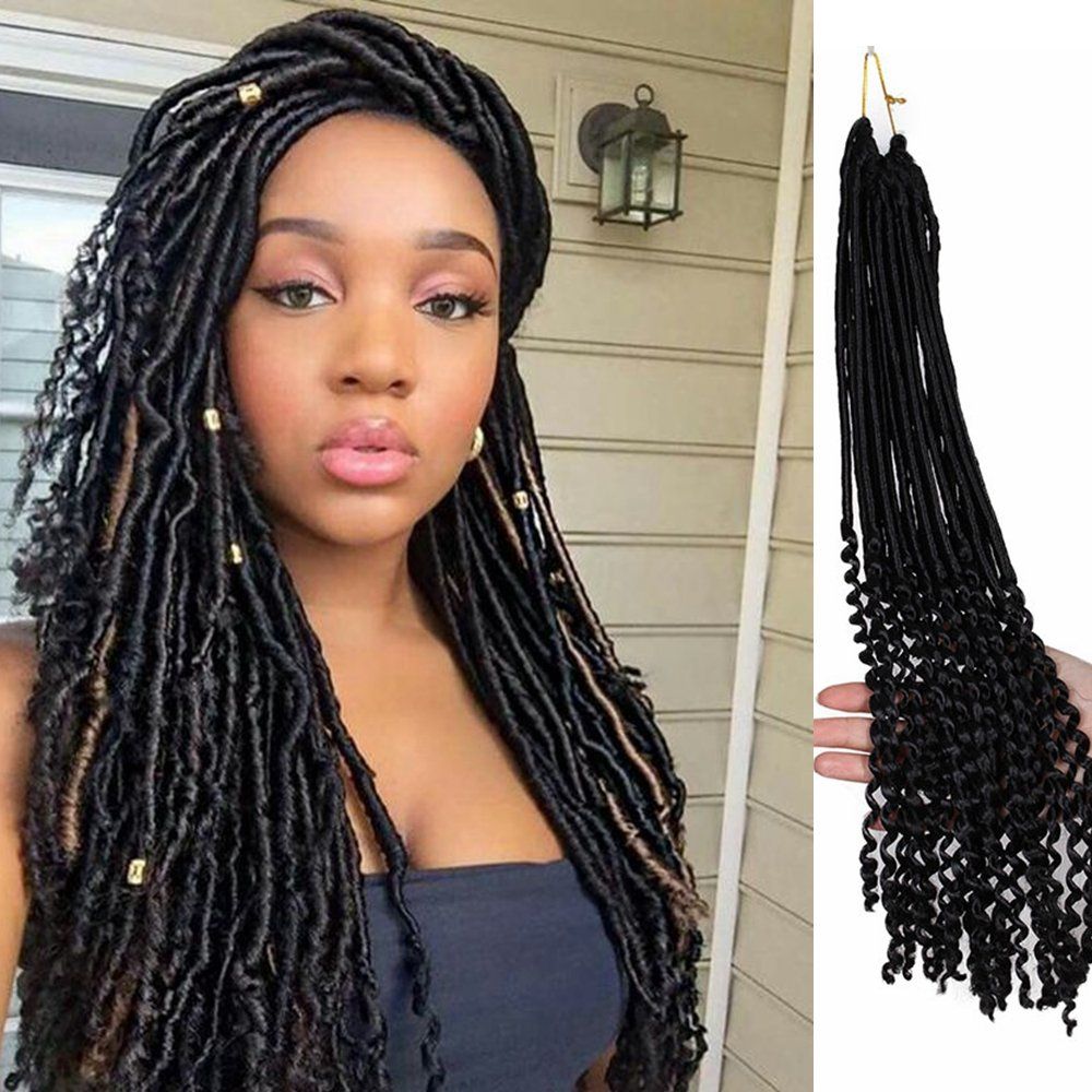 2020 Hot Selling 20 Inch Black Curly Faux Locs Crochet Hair