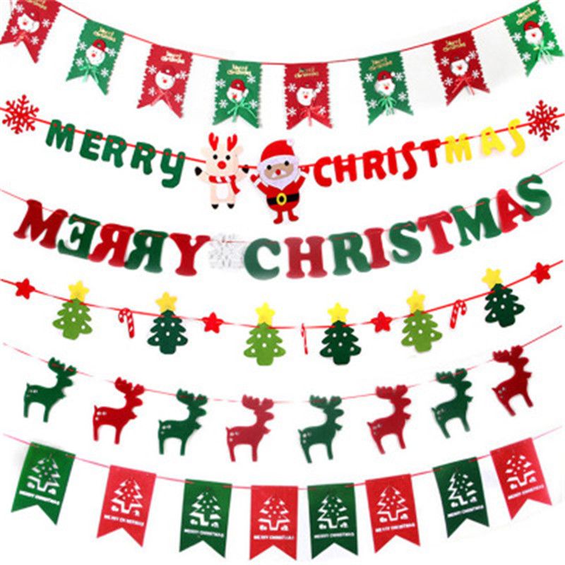 Christmas Hanging Decorations Pull Flags Pennant Diy Christmas