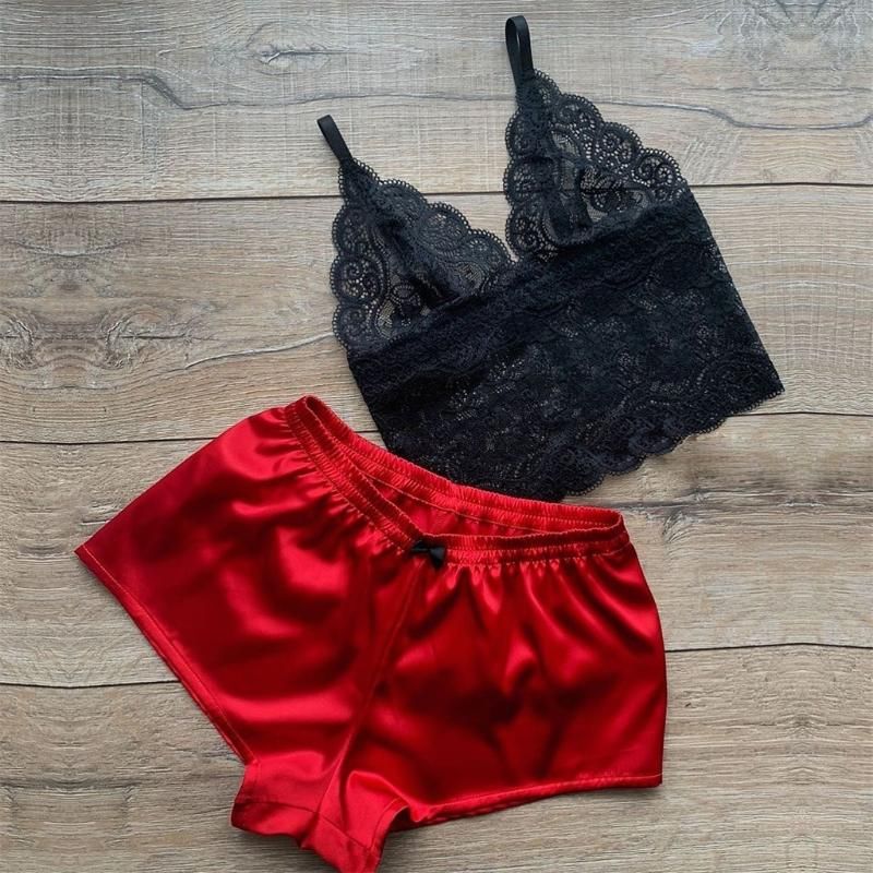 Compre Ropa De Dormir Para Mujer Pijamas De Lencería Sexy Para Mujeres Ropa  Casera Nightie Satin Lace V Cuello Camisola Bowknot Shorts Set H5 A 4,75 €  Del Dajiaostar | Es.Dhgate.Com