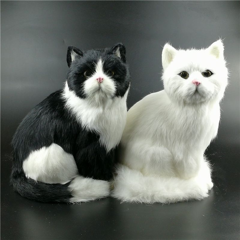 Simulation Cat Toy Plush Animal Toy Stuffed Cat Home Decor White