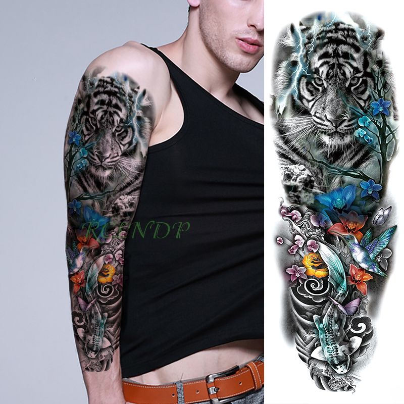 Acheter Pas Cher Nouveau Etanche Tatouage Temporaire Autocollant Fleur Tigre Aile Ange Bras Plein De Grande Taille Faux Tatto Flash Tatoo Manches Tato Pour Hommes Femmes Du 4 51 Fr Dhgate