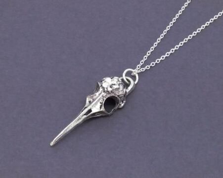 New Gifts Unisex Halloween 3D Metal Crow Raven Skull Pendant Necklace Jewelry