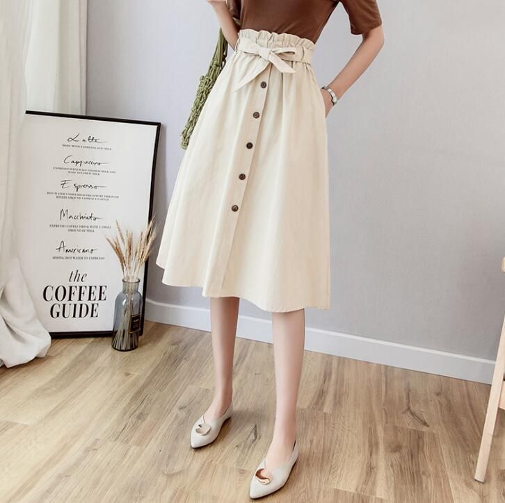 Compra Nueva Línea De Verano A Line Falda Botones De Cintura Alta Falda  Informal Lady Midlong Faldas Elegantes C4535 Barato | Entrega Rápida Y  Calidad | Es.Dhgate