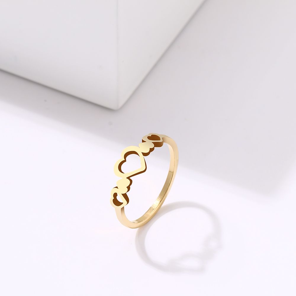 HCBYJ Lady ring Hollow Romantic Wedding Heart-Shaped Jewelry Female Ring Stainless Steel Fashion Wind Couple Ring 316L HCBYJ Lady ring Hollow Romantic Wedding Heart-Shaped Jewelry Female Ring Stainless Steel Fashion Wind Couple Ring 316L