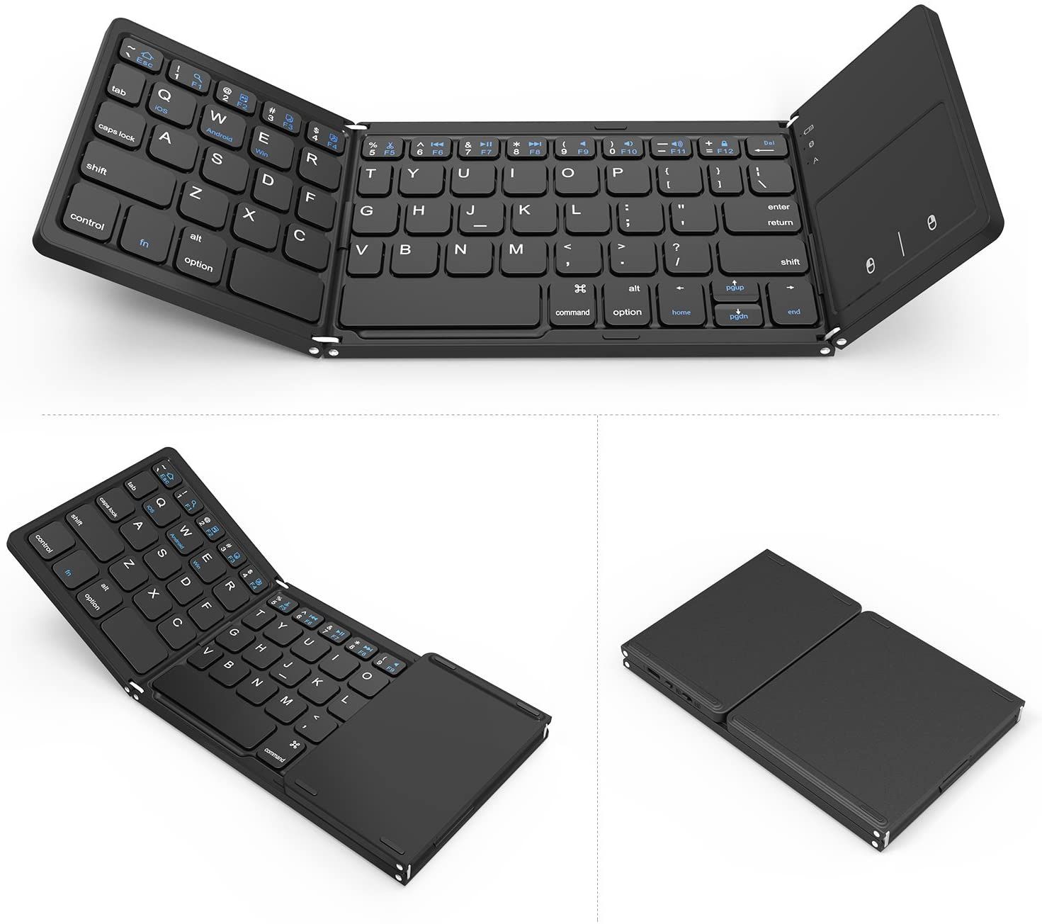 Tek Styz Foldable Bluetooth Keyboard Works for Kyocera Hydro View Dual Mode Bluetooth & USB Wired Rechargable Portable Mini BT Wireless Keyboard with Touchpad Mouse! 