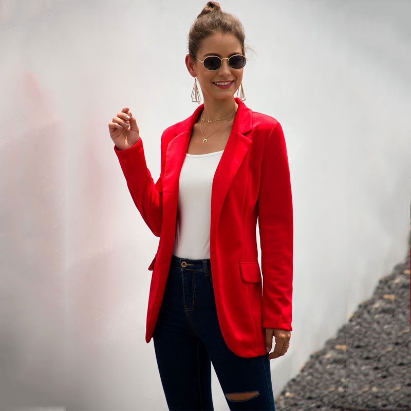 de mujer Blazers M5010062021 Otoño Chaqueta Roja para mujer Blazer Mujeres y Chaquetas Casual Slim