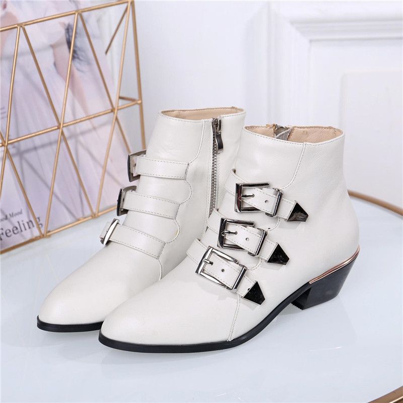 Compra Chloes Zapatos De Las Mujeres Napa Botas Blancas Suzanne Con Correas  Hebillas Espárragos Con La Caja Original Barato | Entrega Rápida Y Calidad  | Es.Dhgate