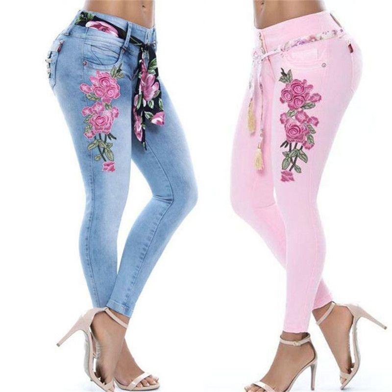 Compra Tamaño Mujeres Jeans Plus Estilo Chino Bordados Pantalones Color  Sólido Atractivo Flaco Lápiz Largo Jeans De Moda Para Mujer Barato |  Entrega Rápida Y Calidad | Es.Dhgate
