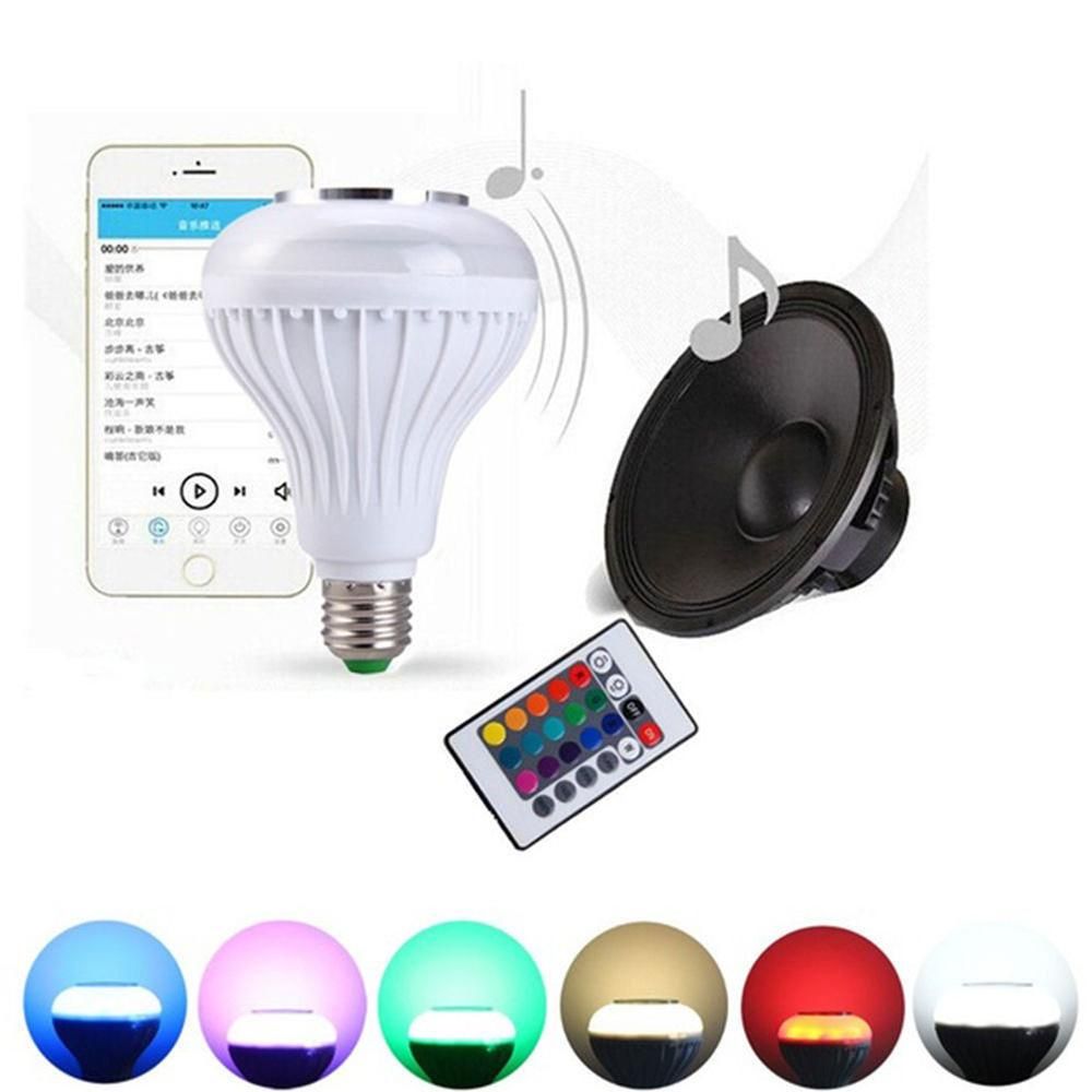 E27 RGB Speaker LED Bulb Light 12W Music Playing Dimmable Wireless Led Lamp-!