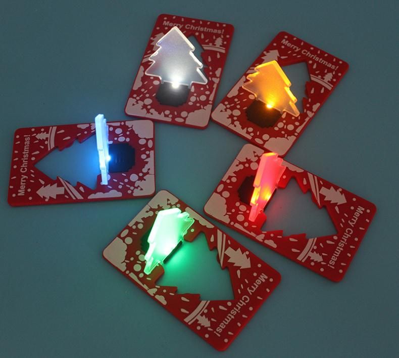 Discount LED Credit Card Light Lamp Bulb Christmas Tree Night Lights Pocket Folding Christmas
