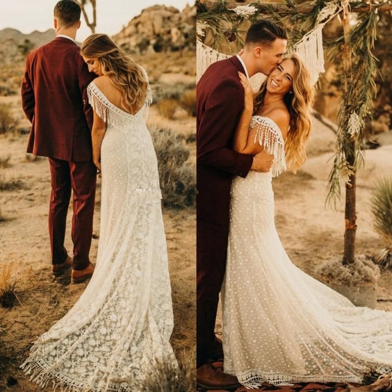 wedding dress with tassels