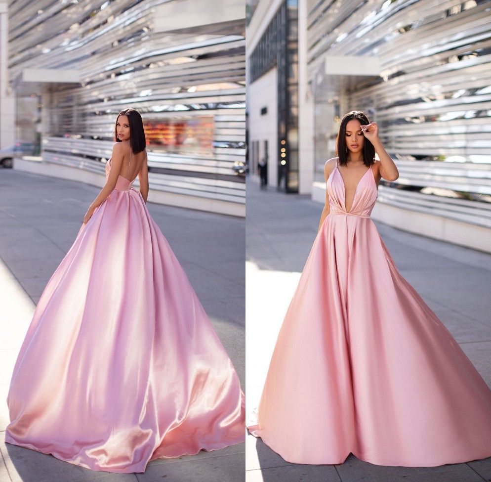 baby pink backless dress