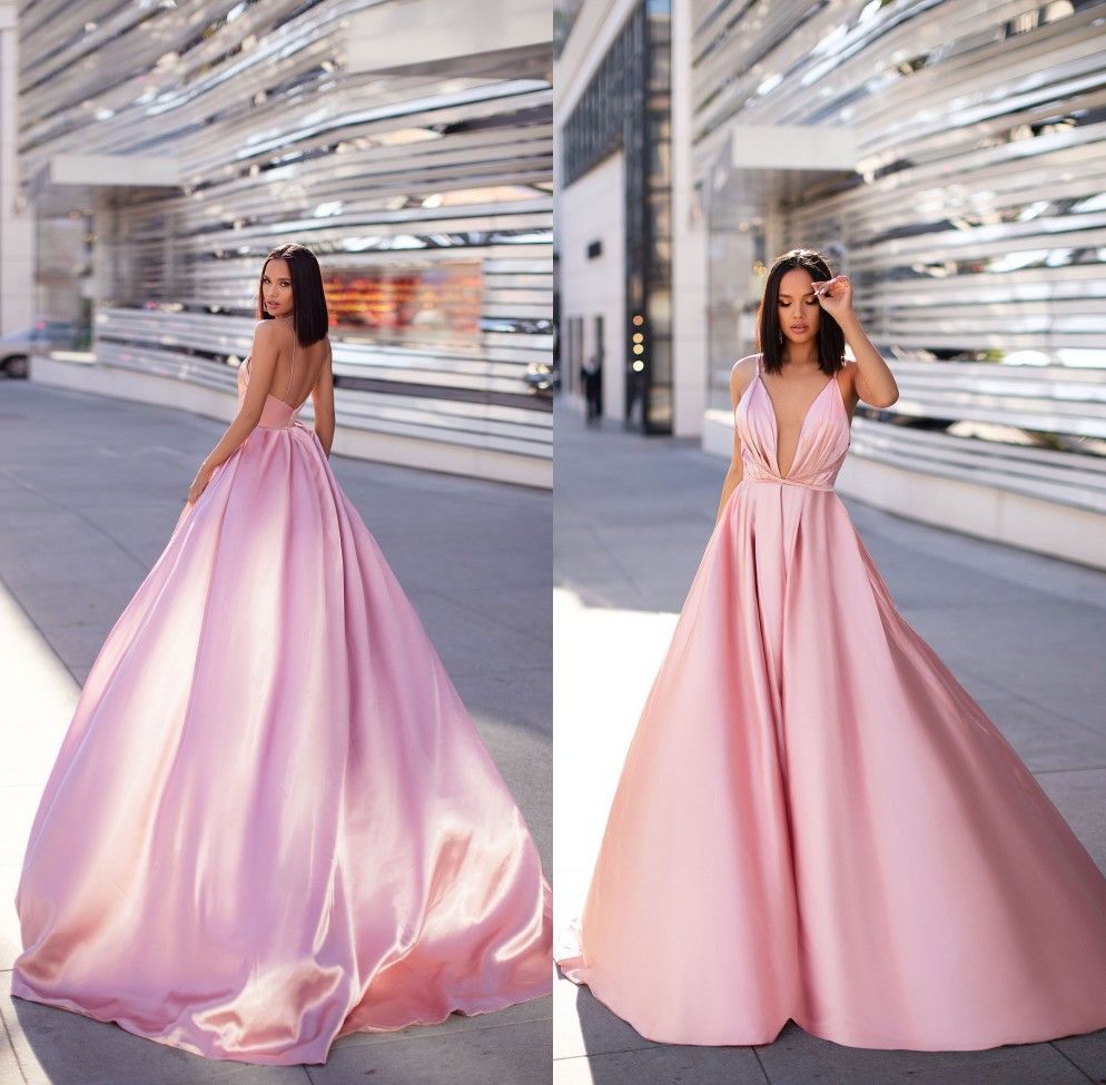 baby pink backless dress