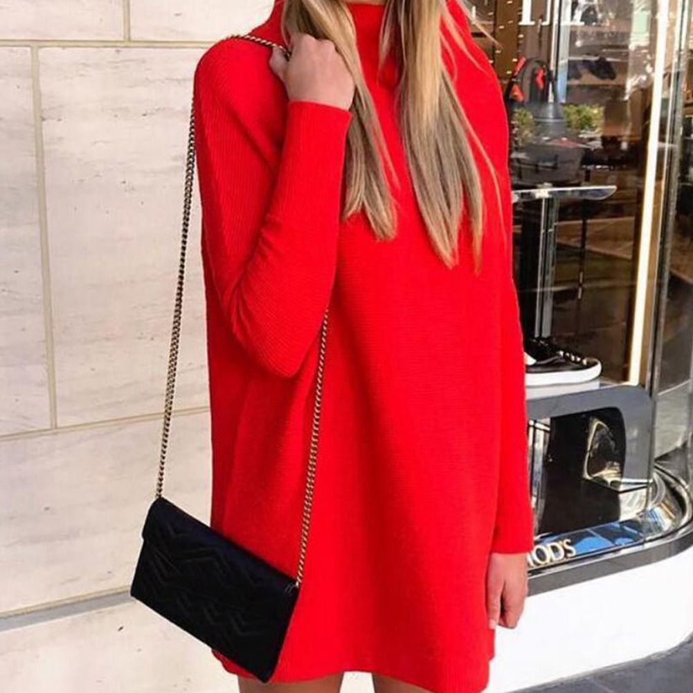 red oversized sweater dress
