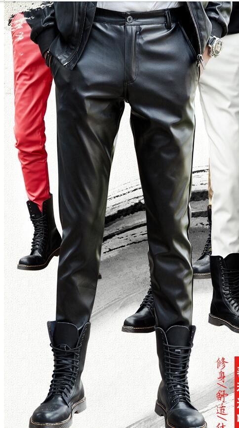 calça de couro masculina